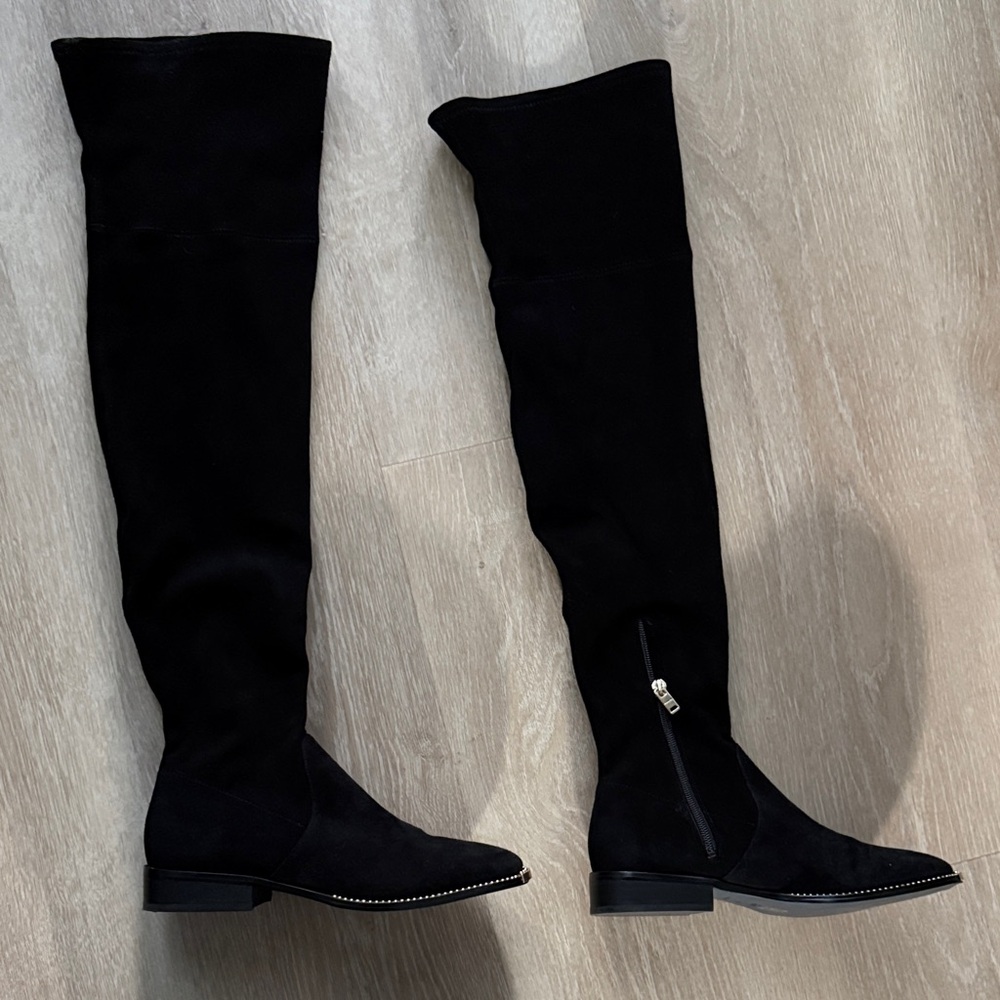 Coach Natalia Black Suede Over-the-Knee Boots